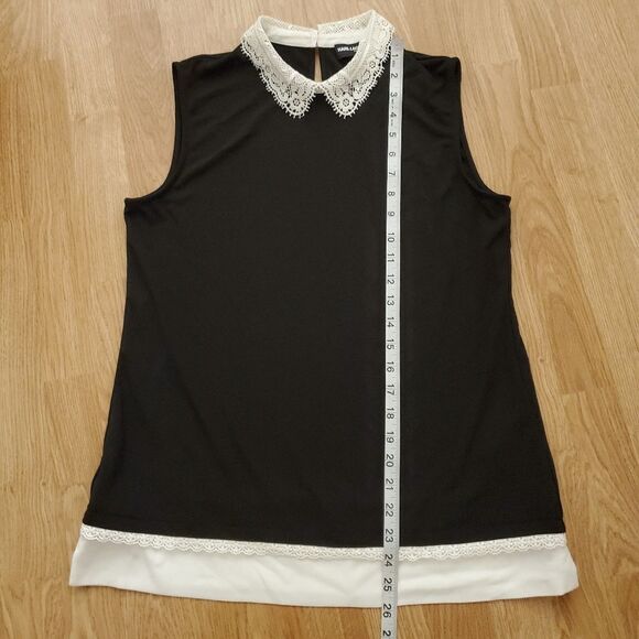 Karl Lagerfeld Lace Collar Sleeveless Top - size Small in Black/White. - Picture 9 of 13